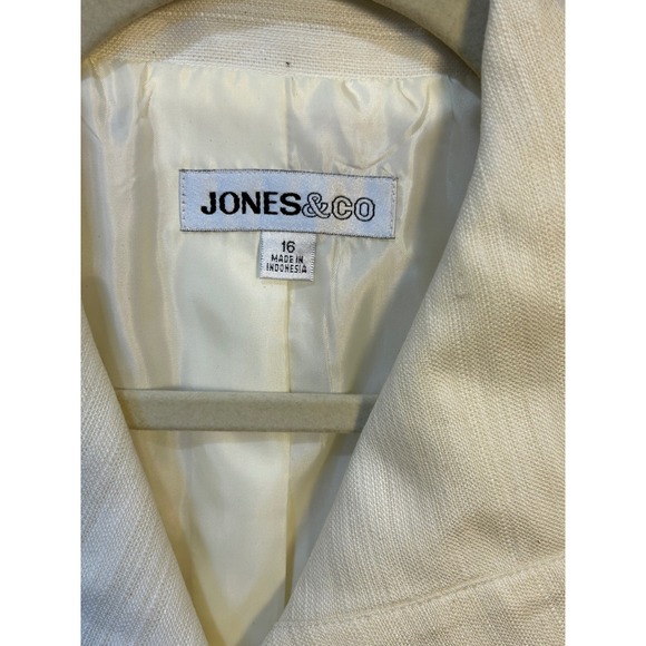 JONES & CO Cream Textured Weave Blazer Jacket Dreamy Elegance Size 16 - Picture 3 of 6